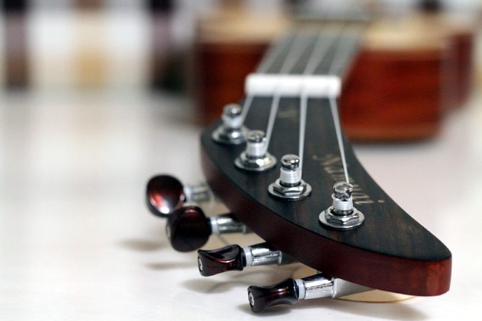 Namuai headstock and tuning pegs, close detail